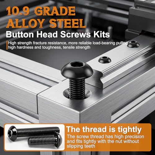 mankk 888PCS Hex Socket Button Head Bolt Assortment Kit M2/M3/M4/M5 Machine Screw with Nuts Washers 10.9 Alloy Steel Button Head Socket Cap Screws - size: M2/M3/M4/M5, style: Button Head
