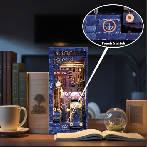 Magic Station Book Nook Kit - DIY Miniature House Kit for Adults, Teens and Beginners, Dollhouse Booknook Magic Book Nook Tiny House Bookshelf Decor 3D Wooden Puzzle, DIY Bookshelf Insert Decor Gift - style: Magic Station