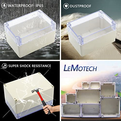 LeMotech ABS Plastic Junction Box Dustproof Waterproof IP65 Electrical Enclosure Box Universal Project Enclosure Grey with PC Transparent Clear Cover 6.3 x 4.3 x 3.5 inch(160 x110 x 90 mm) - size: 6.3"x4.3"x3.5"
