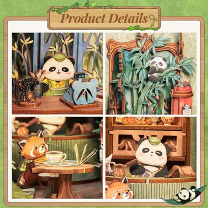 Fsolis Book Nook Kit, Miniature Booknook Panda Bookshop - color: Panda Bookshop
