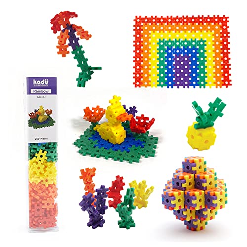 KADÜ 250 Piece Rainbow Set Kids Age 5+ Building Block STEM Interlocking Toy - color: Rainbow, size: 250 Pieces