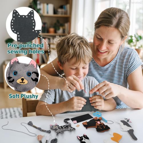 CiyvoLyeen Puppy Cat Sewing Kit for Kids – Fun Kitten Plush Toy Sewing for Girls & Boys – DIY Felt Dog Craft Gift Set Ages 7 8 9 10 11 12