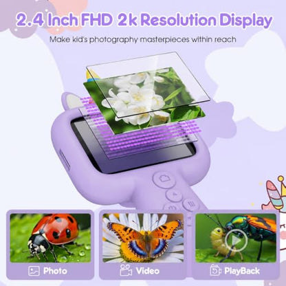 2.4" Screen Kids Microscope, 4K Handheld Digital Microscope - color: Purple