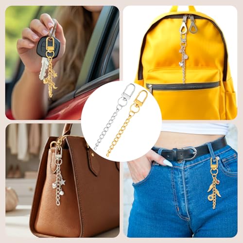 Hzopcw 20pcs Keychain Making Kits for Bag Charm, Gold & Silver - color: C-20pcs-Gold,Silver