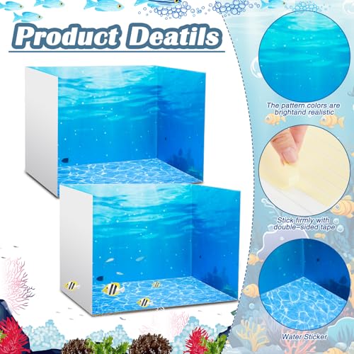 AmazingSpark 6 Set Ocean Diorama Box and Water Sticker Decor, Ocean Habitat Diorama Project Supplies Set, Cardboard Display Case Kit & Water Sticker with Double Sided Tapes for DIY Crafts - style: Ocean