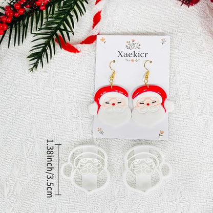 Xaekicr Christmas Santa Polymer Clay Cutters Set – Clay Earring Cutters for DIY Earrings – Cute Holiday Face Clay Molds – Polymer Clay Tools for Jewelry Making - color: F color