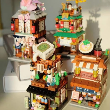 Japanese Street View Kimono Shop Building Kits, 418 PCS Modular House Building Set Mini DIY Building Model Set, Architecture Modular Construction Set Gift for Adults and Teens