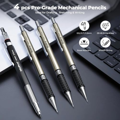 Nicpro 16PCS Drafting Tool Geometry Set with 12'' Architectural Scale Ruler