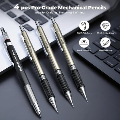 Nicpro 16PCS Drafting Tool Geometry Set with 12'' Architectural Scale Ruler