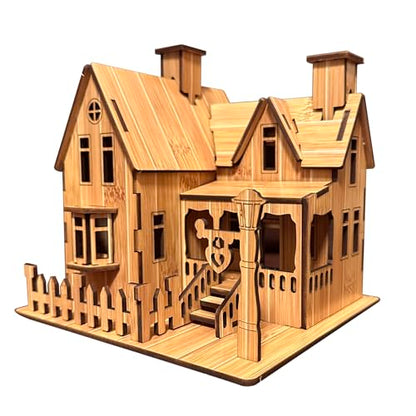 Log Cabin Mini House 3D Wooden Puzzle Building Kit for Adults Teens