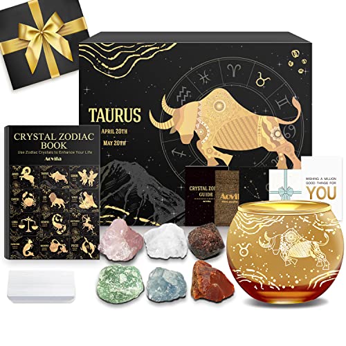 Aovila Taurus Birthday Gifts for Women - Taurus Candle Holder Crystals Birthstones Gifts Box Set - Zodiac Gifts Astrology Horoscope Gifts Birthday Gifts for Her Mother Sister Best Friends - color: Taurus With Candle Holder