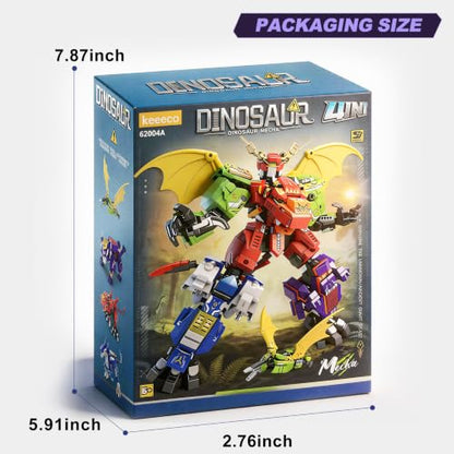 4-in-1 Dino Mecha Kit, Transform Robot Toy Gift for Boys Kids 8+, 904PCS