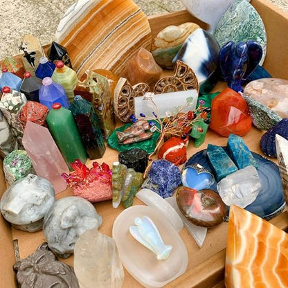 1-6lb Crystal Mystery Box - Surprise Selection of Healing Stones, Worry Stones, Raw Crystals & More (4lb) - size: 4lb