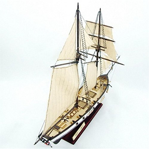 HAPYLY 1/130 Scale DIY Hobby Wooden Ship Science Equipmen Assembly Model Boat Kits Sailing Boat Kit Decor Toy Gift - size: 1:130