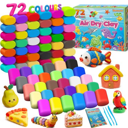 Air Dry Clay 72 Colors, Modeling Clay for Kids, DIY Molding Toy with Tools - color: 72 Colors