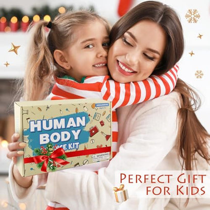 Human Body Activities & Experiments Science Kit for Kids,Human Anatomy Body Parts with Broken Bones X Ray,Lung Breathing Model, Vessels, Digestive System,Muscles Model,Skeleton,Human Organ STEM 5+