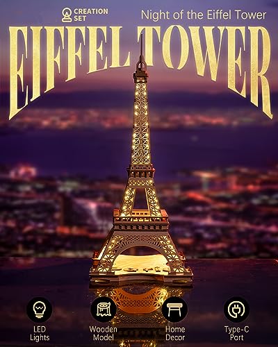 ROBOTIME 3D Wooden Puzzle DIY Model Building Kit Big Ben TG507 & Eiffel Tower TGL01