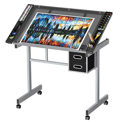 ZENY Glass Drafting Table for Artists