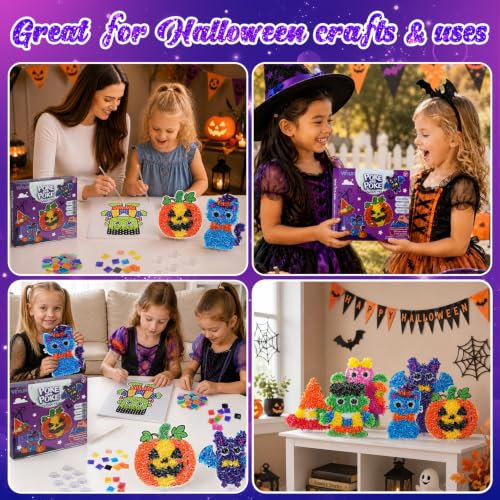 VEYLIN Poke and Poke Art Kit for Kids Ages 4-8, Halloween Pumpkin DIY Craft - color: Purple