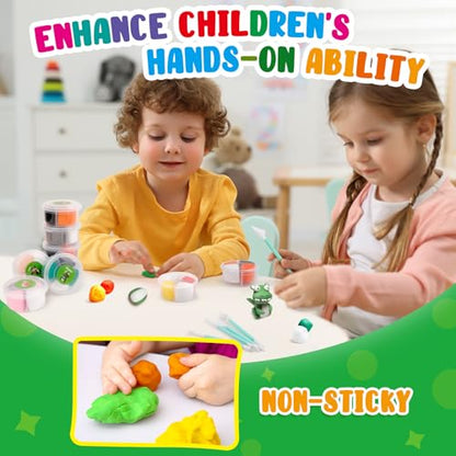 Kasfalci Air Dry Clay Kit for Kids, 12 Animals Modeling Magic Clay Sculpting Set, DIY Party Favors Arts & Crafts for Kids Ages 4-6-8-12, Ultra Light & Soft, Safe & Non-Stick with Tools & Tutorials