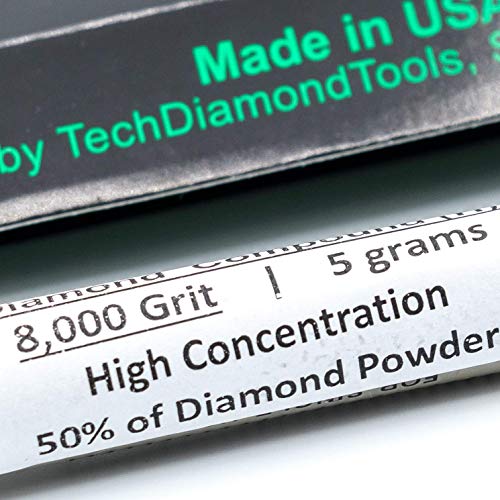 TechDiamondTools Diamond Polishing Compound Polishing Paste USA Made 8,000 Grit 0-2 Microns for Marble Glass Metal Rock Jewelry Resin Silver Chrome Gemstone with High Concentration of Diamond Powder - size: 8,000 grit / 0-2 microns