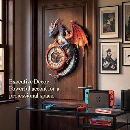 3D Wooden Puzzle Clock - Mythical Dragon Design, DIY Mechanical Pendulum Wall Clock, Collectible Artwork & Unique Gift for Fantasy Lovers - color: Deep Blue