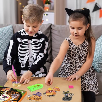 Labeol Diamond Art Kits for Kids with 5D Diamond Creat Your Own GEM Keychains Arts and Crafts for Kids Ages 8-12 Christmas Stocking Birthday Gifts for Kids 6+ - style: halloween