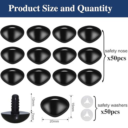 Thalinfayi 15 * 20mm Safety Nose Triangle Black Craft Nose for Crocheting - color: Black, size: 15*20mm