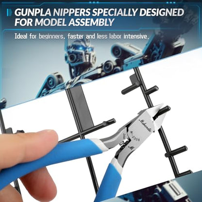 Model Nippers, mshandto 4.4" Thin Single Blade Sprue Cutter Hobby Nippers, Gundam Model Tools for Cutting Thin Plastic, Beginner Trimming, Picking Up Pieces, with Protective Cover & Replacement Spring - style: Classic (Blue)