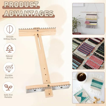 Adjustable Tapestry Weaving Loom, Wooden Loom Kit for Fiber Art Crafts
