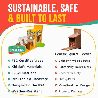 SparkJump Squirrel Feeder Kit for Kids, Easy DIY Kids Woodworking Kit