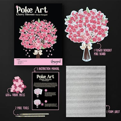 Unwynd Poke Art Cherry Blossom Flower Bouquet Kit for Adults, Women & Teens - style: Cherry Blossom