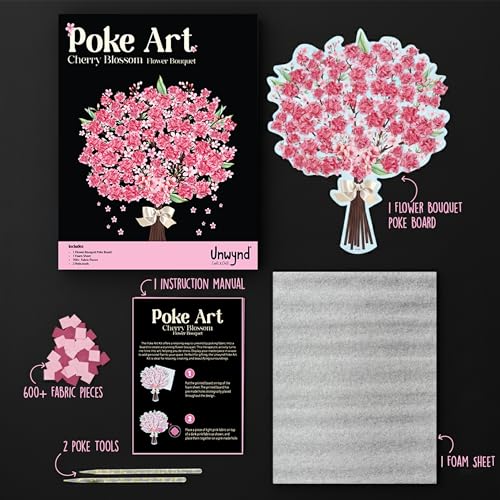 Unwynd Poke Art Cherry Blossom Flower Bouquet Kit for Adults, Women & Teens - style: Cherry Blossom