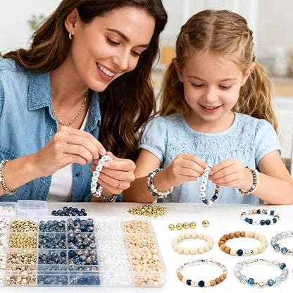 Xylise 6mm/8mm Crackle Glass Beads Bracelet Making Kit Crystal Glass Beads Jewelry Making Kit, Friendship Bracelet kit for DIY Crafts Gifts - color: Two-tone red