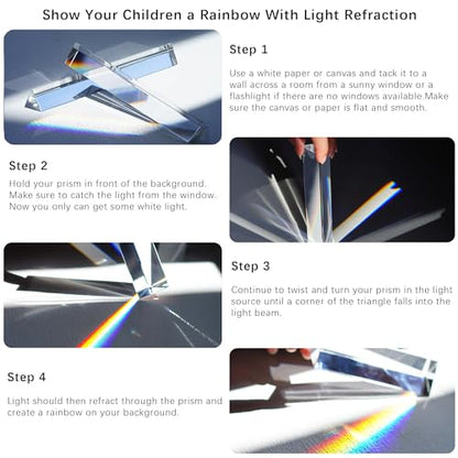 4pcs 6 inch Clear Optical Lens Glass Triangular Prism for Photography - size: 6 inch