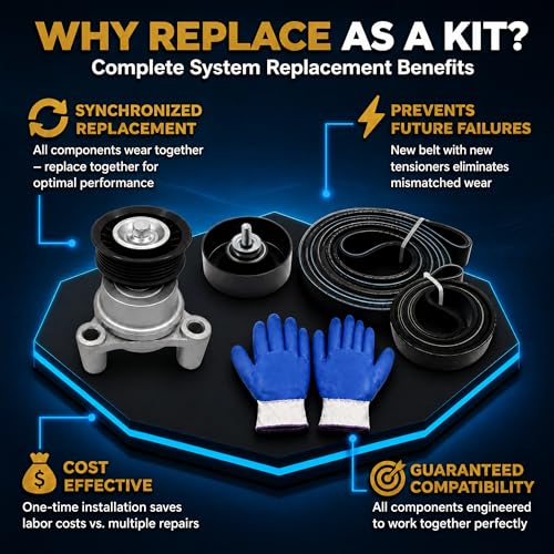 Serpentine Belt Tensioner Idler Pulley Kit with EPDM Belts Compatible with Chevy Silverado 1500 Avalanche Tahoe 2009-2013, GMC Sierra 1500 Yukon 2010-2013, Hummer H2 H3 2009, Replace 39083, 36299 - size: 39083+36299+4PK902+6PK2370