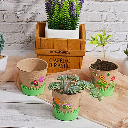 Jecery 12 Sets Garden Planting Kit DIY Foam Pots for Plants with Stickers