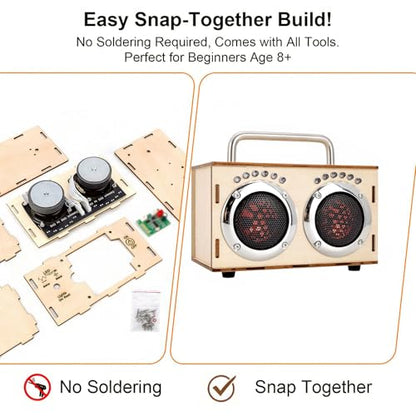 STEM Projects Kit for Kids & Adults Build Your Own Portable Wood Bluetooth Speaker Science Experiment Electronics Kit for Boys & Girls Ages 8-12 9 10 14 16-Chrome Back‑to‑School Birthday Gift - color: Chrome