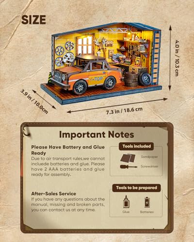 DIY Miniature House Kit Dollhouse Kit for Adults to Build Mini Garage - color: Dream Repair Factory