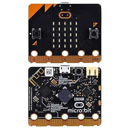 Basic Starter Kit for BBC Microbit V2.2, Graphical Programming Built-in Speaker and Microphone, LED Display Coding for Kids Teens + Microbit GPIO Expansion Board & Battery Holder & USB Cable