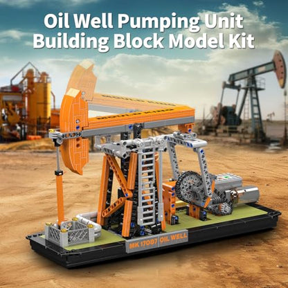 Mould King 17087 Oilfield Movable Building Sets, Engineering Display Model with Battery & Motor, Oil Source Technology Construction Blocks - style: Oil Well