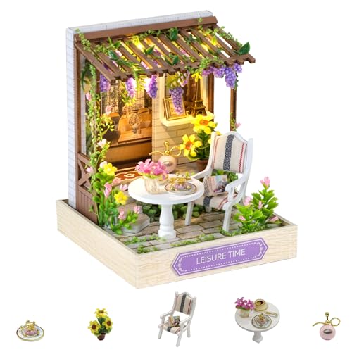 Flever Dollhouse Miniature DIY House Kit Creative Room with Furniture for Romantic Artwork Gift (Leisure Time) - color: Leisure Time