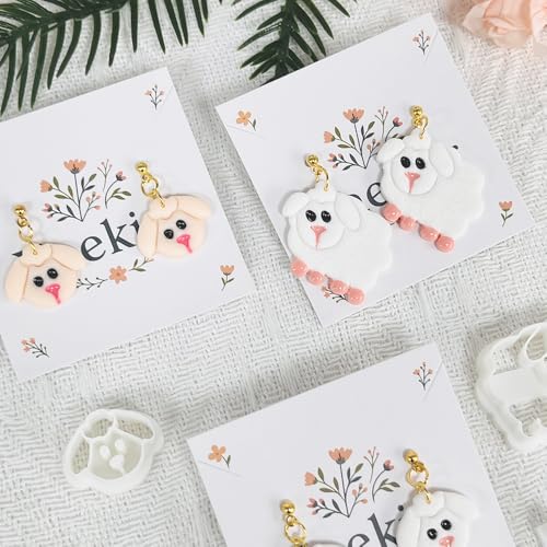 Xaekicr 4PCS Dog & Sheep Clay Cutters – Cute Polymer Clay Earring Cutters Set for Jewelry Making, Animal Clay Tools for DIY Projects, Polymer Clay Molds - color: S color