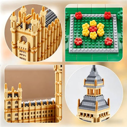 Big Ben Clock Tower Micro Blocks Set for Adults, 4112 Pcs Mini Iconic - color: Big Ben