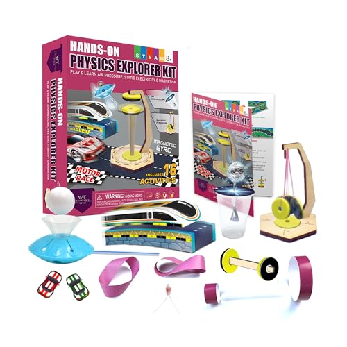 Physics Science Kit for Kids Ages 8-12 | STEM Educational Gift with 16 Experiments | Static Electricity, Magnetism & Air Pressure | DIY Science Set for Boys & Girls Birthday Christmas