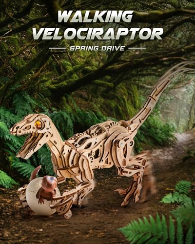 ROKR 3D Wooden Puzzles for Adults,Velociraptor Model Kit,106Piece 3D Wooden Puzzles,Gift for Adults and Teens