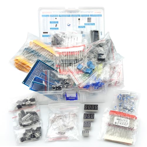Electronic Component Kit & Total 2038 Pcs, LED Diodes, Metal Film Resistors, Electrolytic Capacitor Package,Diodes, Ceramic Capacitors,IC,PCB,Digital Tube, Common Transistor Assortment Box - style: Electronic components kit 2038pcs