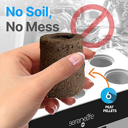 SereneLife Smart Starter Kit-Hydroponic Herb Garden Indoor Plant System w/Height Adjustable LED Grow Lights, 6 pods, 3 Modes-Home Kitchen, Bedroom, Office SLGLF130 (Black)