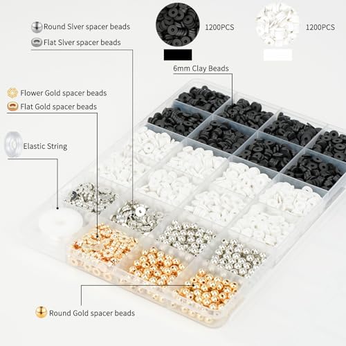 Gionlion 3000 Pcs Clay Beads Bracelets for Women Adults, Bracelet Making kit Golden Beads for Jewelry Making, Charms Bracelet Kit DIY Arts and Crafts Birthday Gifts - color: Midnight Elegance