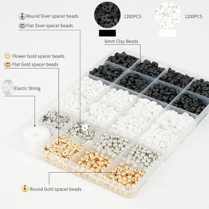 Gionlion 3000 Pcs Clay Beads Bracelets for Women Adults, Bracelet Making kit Golden Beads for Jewelry Making, Charms Bracelet Kit DIY Arts and Crafts Birthday Gifts - color: Midnight Elegance